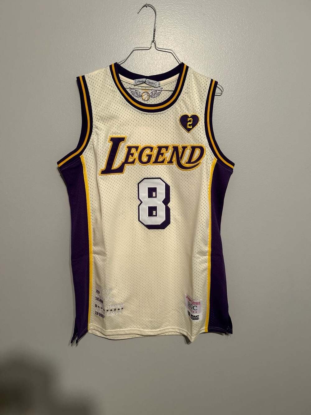Headgear Classics Kobe Bryant Legend Mamba #8 #24 Lakers Basketball Jersey Cream